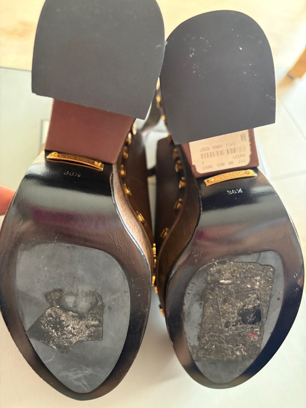 Tom Ford chocolate brown high wedge shoes. - Picture 8 of 14